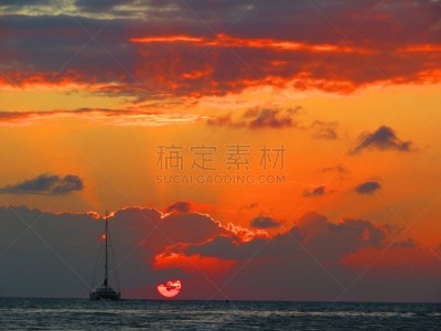 伯利兹,有帆船,cay caulker,伯利兹大堡礁,加勒比海,旅游目的地,水平画幅,无人,岛,宁静