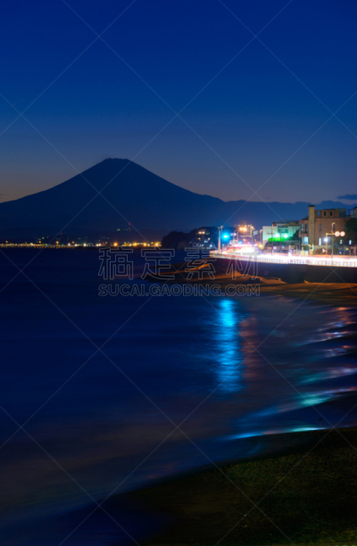 夜晚,山,富士山,垂直画幅,美,无人,日本,户外,云景,著名自然景观