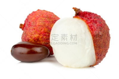 清新,荔枝,种子,白色背景,分离着色,褐色,水平画幅,尖的,素食,果汁