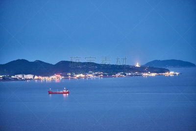夜晚,岛,舟山,佛,水,水平画幅,高视角,山,无人,户外