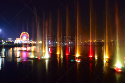 灯光秀,水,水平画幅,夜晚,无人,芝加哥海空秀,城市,红灯,音乐节,迪拜
