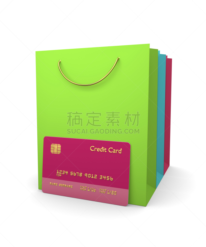信用卡,白色,购物袋,分离着色,垂直画幅,影像转移,形状,顾客,绘画插图,塑胶