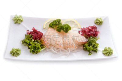 生食,沙拉,绿芥末酱,分离着色,白鲑,水平画幅,传统,膳食,海产,特写