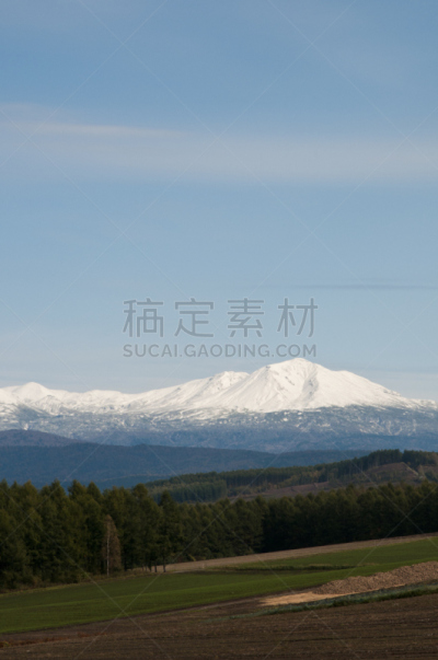 雪,秋天,山脉,田地,旭岳火山,日本落叶松,大雪山,大雪山国家公园,旭川,耕地