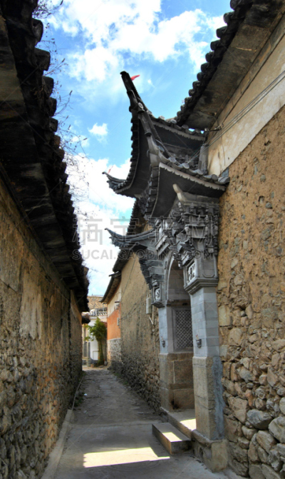 巷,大理,云南省,垂直画幅,天空,建筑,无人,户外,房屋,亚洲