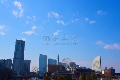 横滨,横滨高速铁路,神奈川县,天空,水平画幅,无人,蓝色,日本,东亚,户外