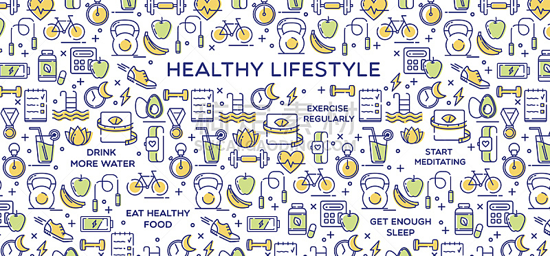健康食物,运动,绘画插图,矢量,维生素,追踪器,头球,秒表,式样