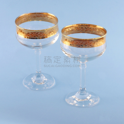 葡萄酒杯,一对,水晶,茎,垂直画幅,植物茎,式样,无人,玻璃杯,金叶