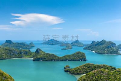 泰国,岛,海洋,公园,国内著名景点,安通群岛,天空,度假胜地,水平画幅,高视角