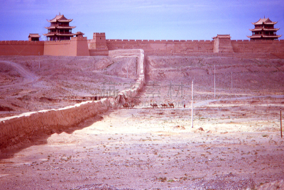 长城,甘肃省,戈壁滩,风景,嘉峪关市,名声,留白,旅游目的地,水平画幅,丝绸之路