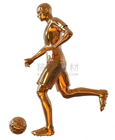 绘画插图,白色,三维图形,黄金,足球运动,分离着色,足球运动员,垂直画幅,球,运动员