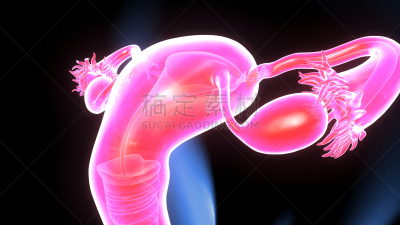 绘画插图,三维图形,人体结构,女性生殖系统,卵巢,输卵管,人体子宫,子宫颈,骨盆,妇科检查