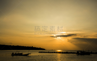 色彩鲜艳,天空,安通群岛,涛岛,泰国湾,珊瑚礁,落日海滩,帕安岛,苏梅岛,日落