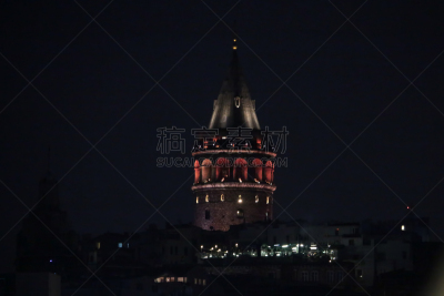 伊斯坦布尔,加拉太塔,室内过夜,曙暮光,船,著名景点,博斯普鲁斯海峡,户外,建筑,城市