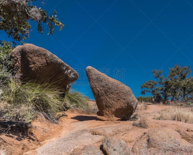 巨石,小路,徒步旅行,沙漠,天空,留白,得克萨斯州山丘郡,水平画幅,无人,户外