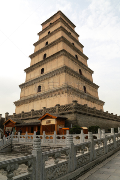 宝塔,巨大的,雁属,大雁塔,西安,垂直画幅,天空,灵性,建筑,无人