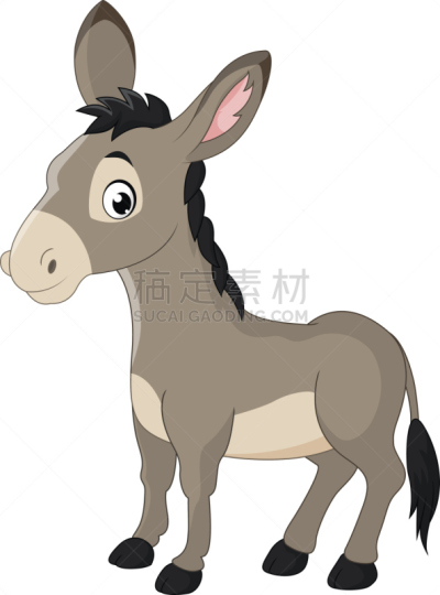 卡通,幸福,驴子,骡子,不关心,可爱的,灰色,哺乳纲,动物,农场