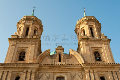 天空,外立面,水平画幅,无人,十字形,古老的,哥特式风格,钟楼