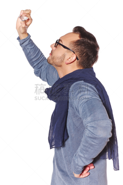 男人,巨大的,钻石,评价者,珠宝商,垂直画幅,黄金,宝石,美人,白色背景