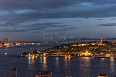 伊斯坦布尔,加拉太塔,地形,天空,水平画幅,高视角,加拉塔大桥,清真寺,交通,旅行者