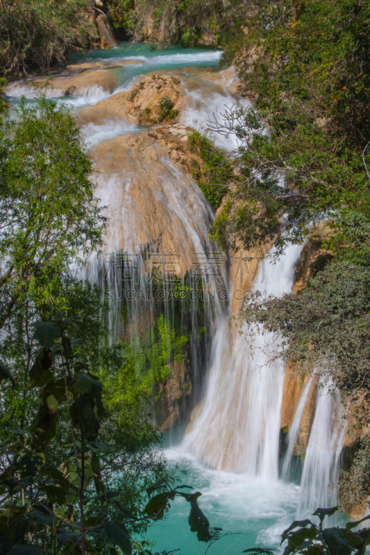 瀑布,高架铁路铁轨,agua azul cascades,恰帕斯州,自然,垂直画幅,野生动物,无人,夏天,户外