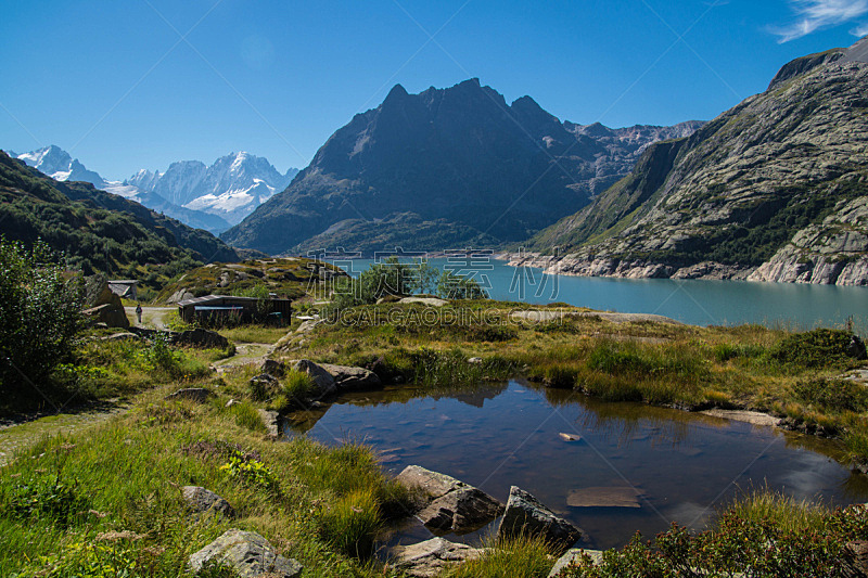瑞士,艾莫森湖,大麦町,瓦莱斯州,自然,水平画幅,山,阿尔卑斯山脉,无人,户外