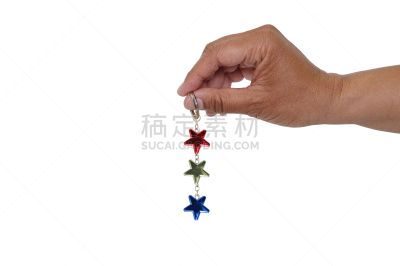 星形,钥匙圈,红色,白色背景,非裔美国人,图像,银色,美国,无人,拿着
