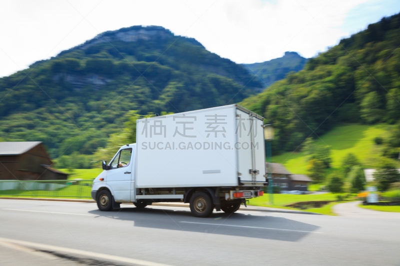 厢式货车,白色,阿尔卑斯山脉,背景,布瑞根兹沃德,面包车,水平画幅,无人,夏天,户外