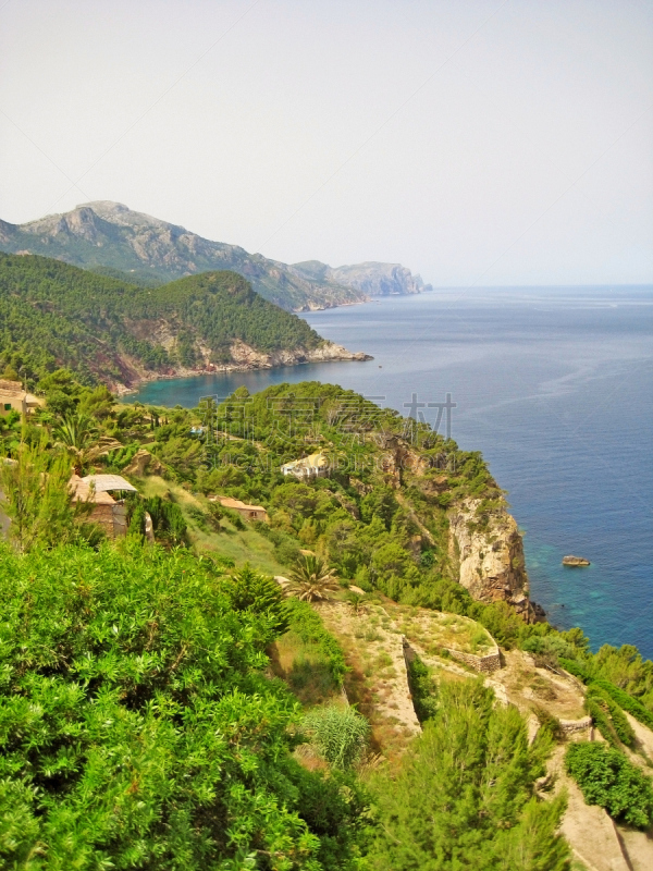 sierra de tramuntana,海岸线,马略卡,西北,垂直画幅,无人,夏天,巴利阿里群岛,户外,地中海