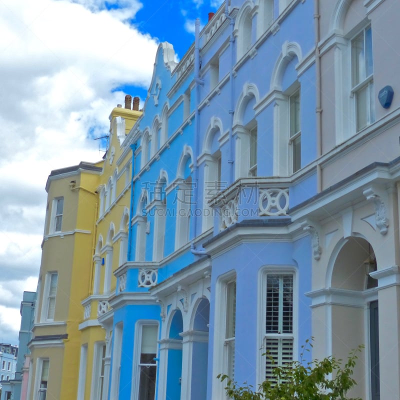 Londres - Notting Hill, façades, extérieures