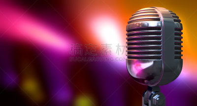麦克风,彩色背景,爵士乐,声波,粉色,传声器架,紫色,铬合金,塑胶,复古