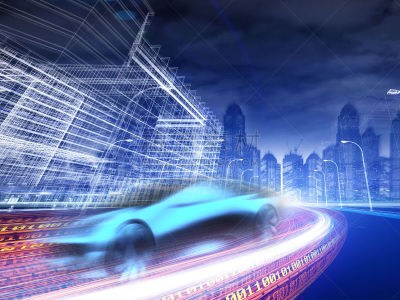 跑车,公路,迅速,城市生活,未来,夜晚,图像,现代,技术,光
