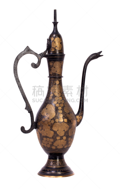 水壶,过去,神灯,白蜡,双耳罐,过时的,华丽的,青铜,一个物体,背景分离