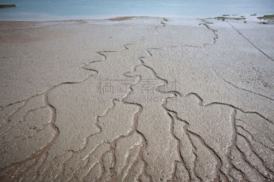 自然,褐色,滩涂,水平画幅,地形,无人,户外,特写,黄海,海洋