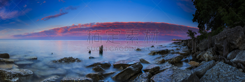 埃文斯顿,全景,海岸线,密歇根湖,水,美,水平画幅,无人,光亮,夏天