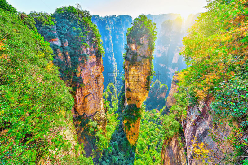 山,自然,石英砂岩,头像,柱子,武陵源风景名胜区,湖南省,张家界,山脊,岩层