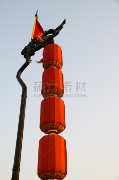 西安,灯笼,垂直画幅,无人,红色,彩色图片,照明设备,纸灯笼,摄影,旅游
