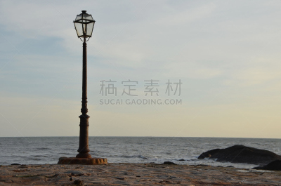 路灯,海滩,天空,灯笼,水平画幅,夜晚,无人,轻的,古老的,戏剧性的天空