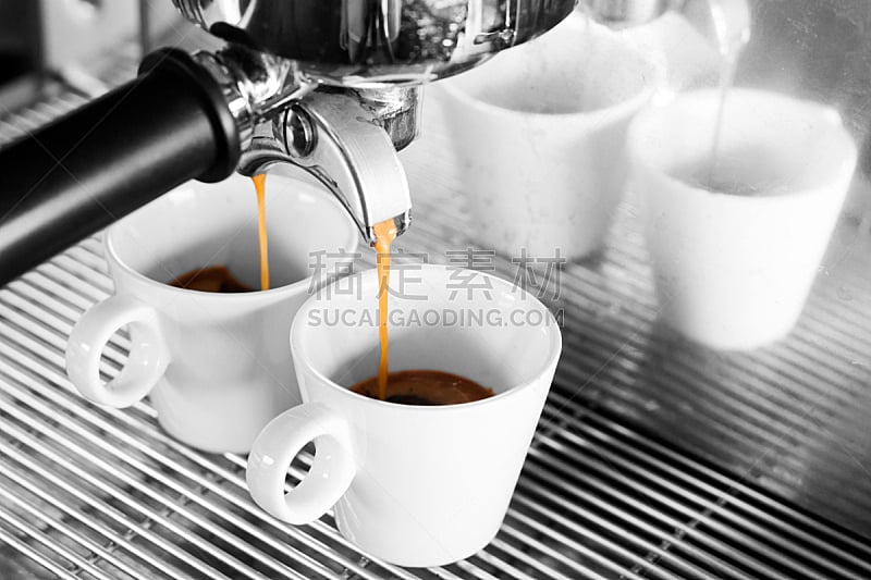 咖啡馆,浓咖啡,黑色,白色背景,磨咖啡机,咖啡机,咖啡师,咖啡店,水平画幅,移动式