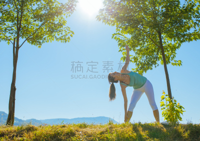 瑜伽,派克大街,提举,古典式,早晨,夏天,草,仅成年人,青年人