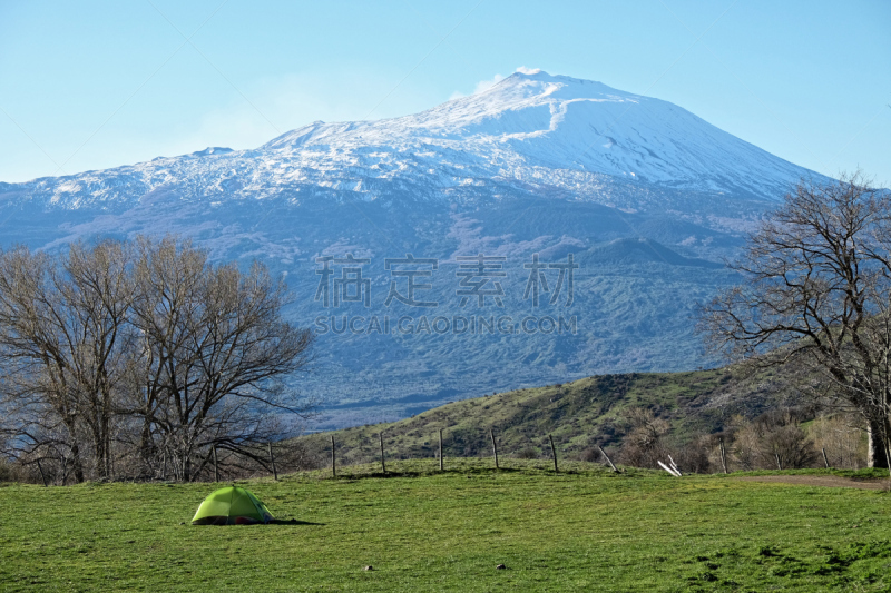 西西里,公园,埃特纳火山,水平画幅,雪,无人,火山地形,户外,草,自然公园