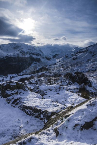 雪,城堡,峭壁,垂直画幅,山,无人,波路达利,英格兰,户外,太阳