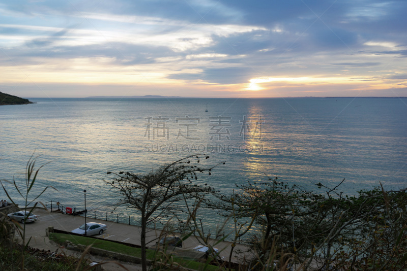 海滩,夏天,黄昏,桨叉架船,天空,地名,水平画幅,沙子,英格兰,旅行者