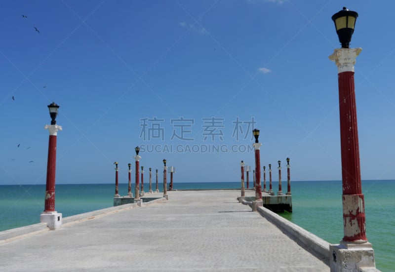 海洋,海滩,墨西哥,全景,西沙尔龙舌兰,草棚,海滩小屋,南美,水,天空