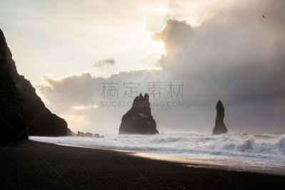 接力赛,黑沙,风景,蒂霍拉伊,维克,玄武岩,熔岩,水,天空,水平画幅
