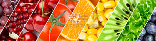 蔬菜,水果,浆果,彩色图片,合成图像,水平画幅,素食,生食,膳食,维生素