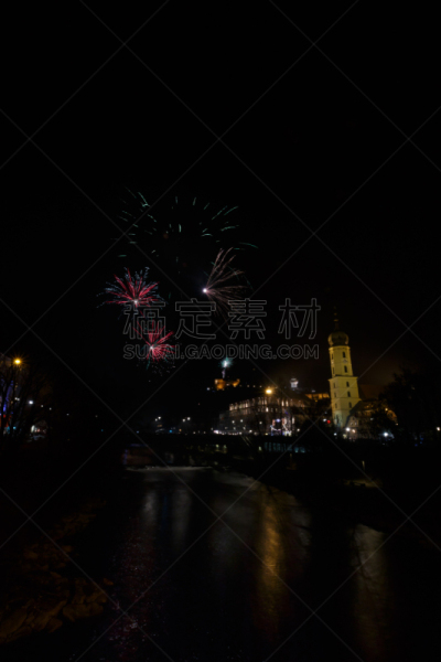 格拉茨,垂直画幅,奥地利,2017年,无人,新年前夕,放焰火,施蒂利亚,摄影,聚会
