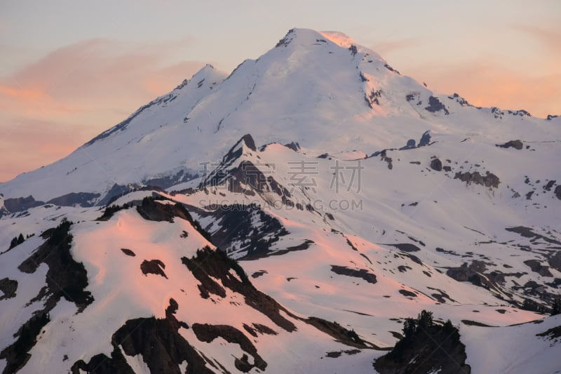 高山辉,贝克尔山,贝林汉,北小瀑布国家公园,华盛顿州,火山,水平画幅,卡斯基德山脉,山,冰河