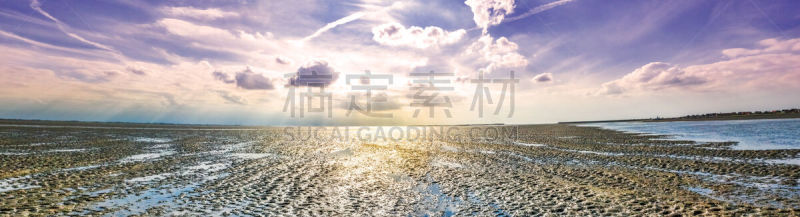 巴尔特鲁姆岛,水,水平画幅,沙子,无人,海港,下萨克森,夏天,户外,德国北海地区