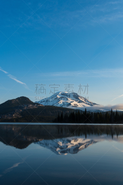 湖,山,风景,宁静,自然,垂直画幅,天空,留白,南姐妹峰,美国